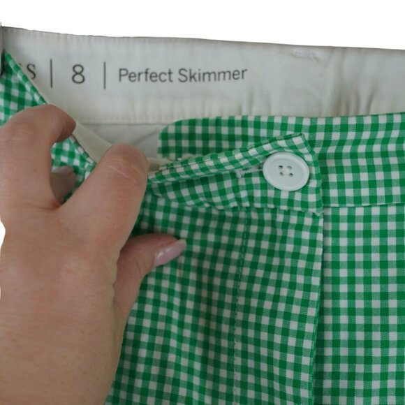 EUC Talbots‎ Green Gingham Perfect Skimmer Cropped Pants Size 8 - Picture 10 of 13